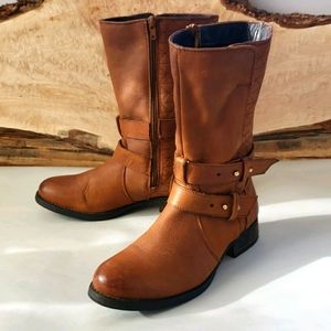 Steve Madden "Kristenn" Boots in Cognac Leather